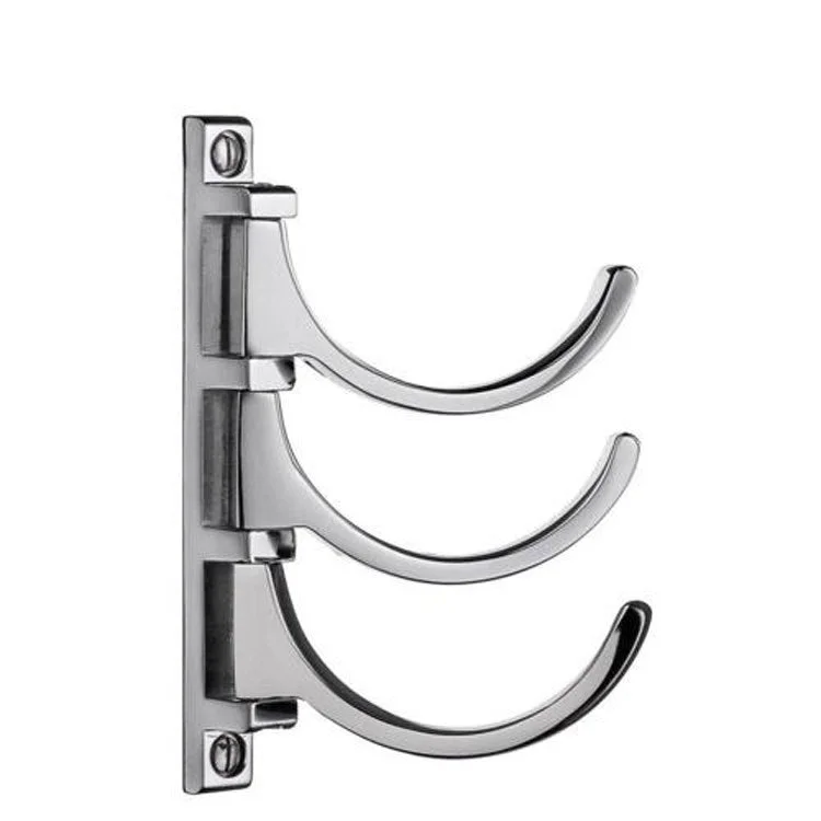 Coat Hook Design Triple Polished Chrome 5 Inch 3-1/2 Inch Wall Mount Brass