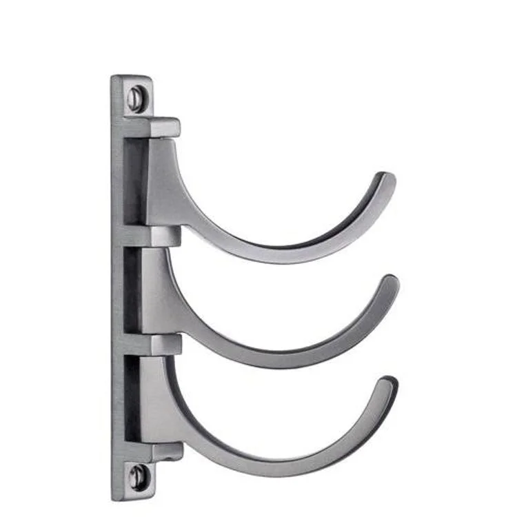 Coat Hook Design Triple Brushed Chrome 5 Inch 3-1/2 Inch Wall Mount Brass