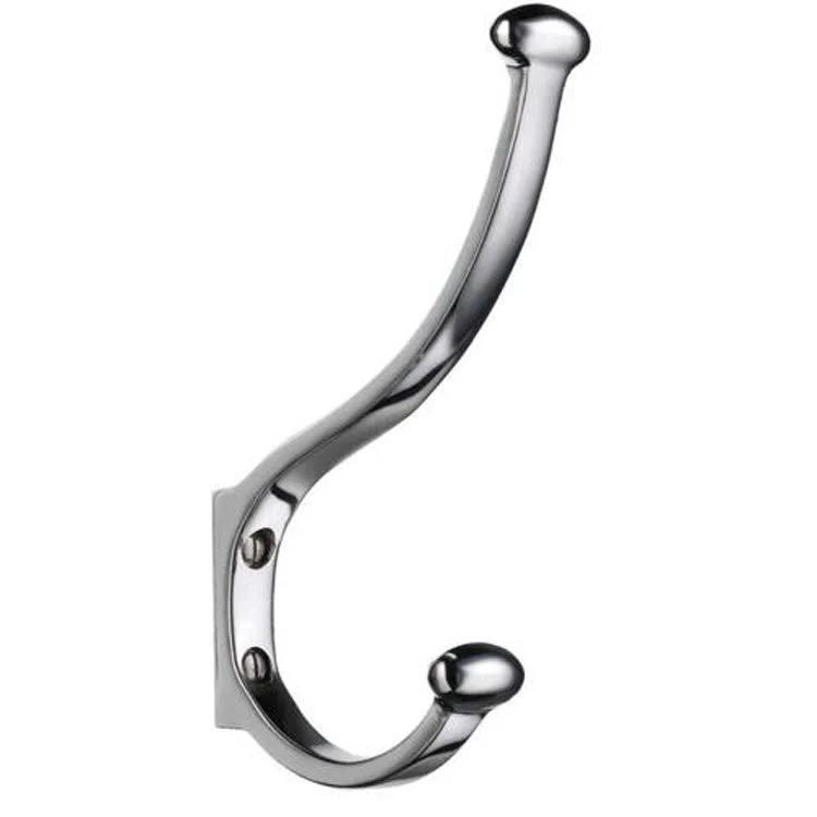 Coat Hook Classic Single Polished Chrome 6 Inch 3-7/8 Inch Wall Mount Brass