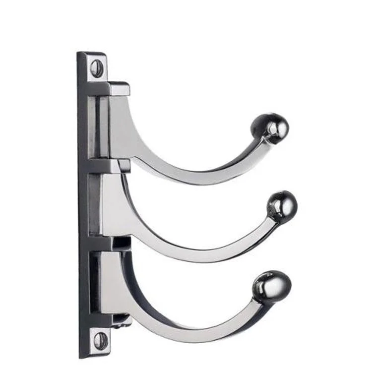 Coat Hook Classic Triple Polished Chrome 5 Inch 3-1/2 Inch Wall Mount Brass