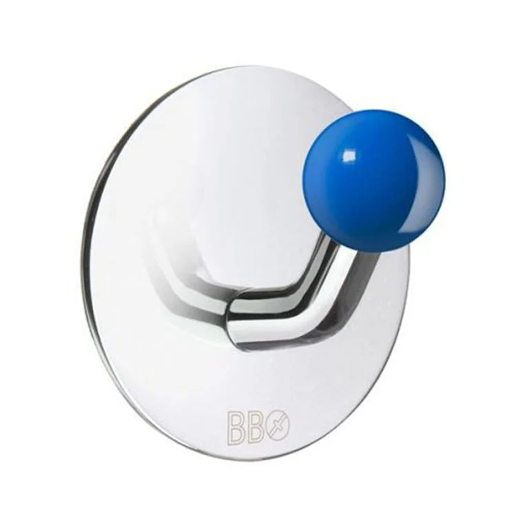 Hook Design Single with Blue Knob Blue 1-8/9 x 1-8/9 x 1-1/2 Inch 1-1/4 Inch Wall Mount Stainless Steel