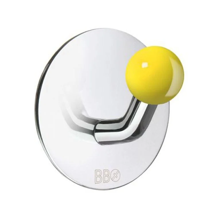 Hook Design Single with Yellow Knob Polished Stainless Steel 1-8/9 x 1-8/9 x 1-1/2 Inch 1-1/4 Inch Wall Mount