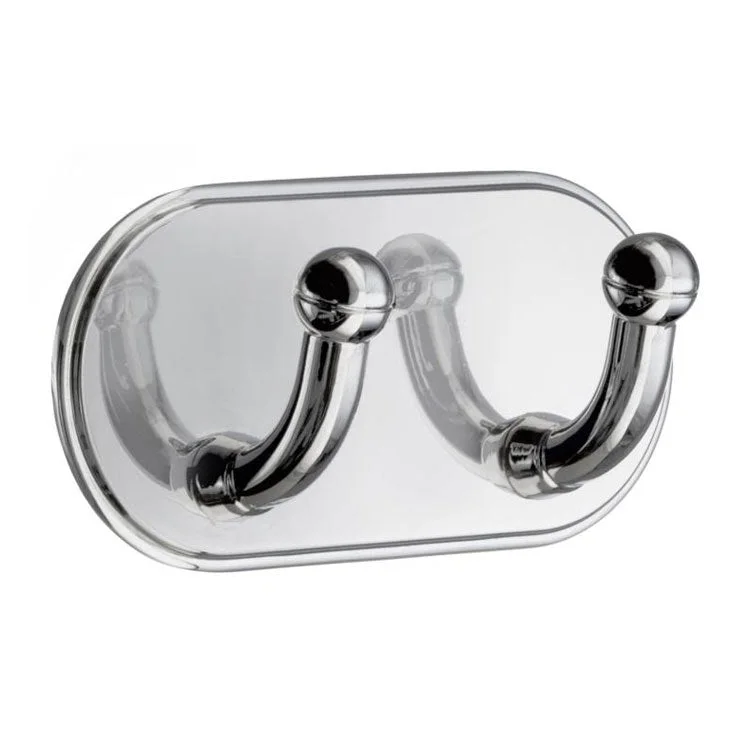 Hook Double Chrome 3-1/2 x 3/4 x 2 Inch 2 Inch Wall Mount Metal