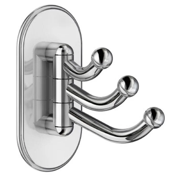 Coat Rack 3 Hook 1-1/4 x 3 x 2 Inch Chrome Metal