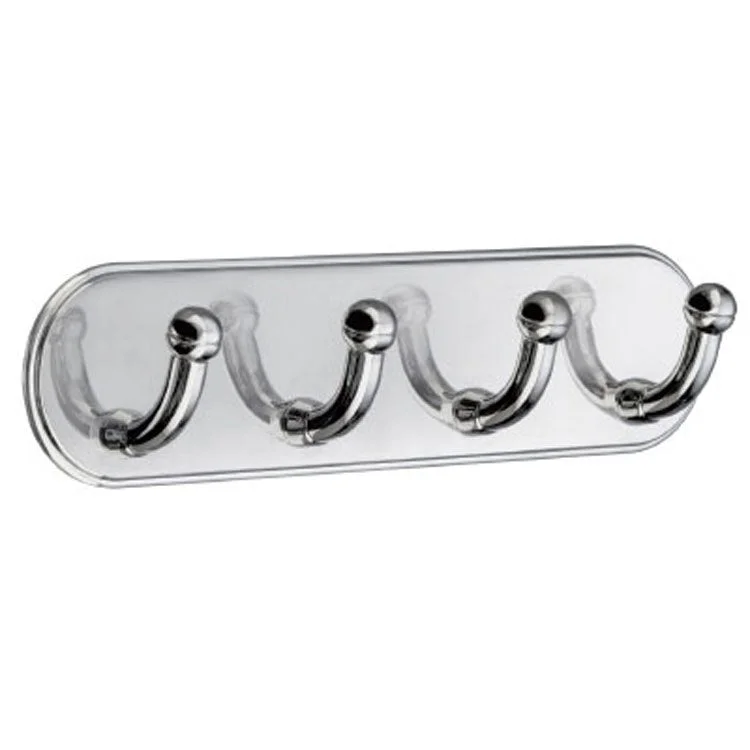 Coat Rack 4 Hook 1-1/4 x 7-5/8 x 1-7/8 Inch Chrome Metal