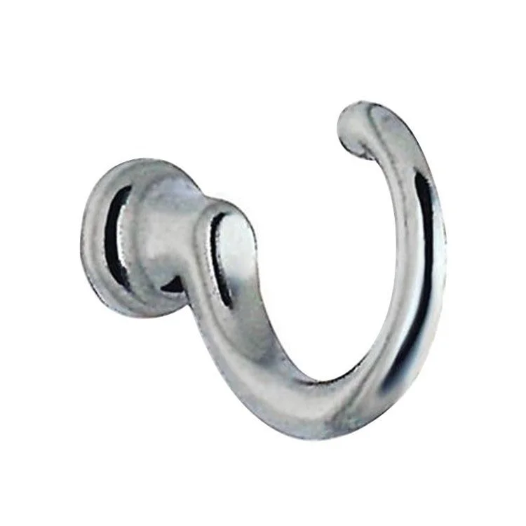 Hook Single Loop Brushed Chrome 1-1/8 Inch 1-1/8 Inch Wall Mount Zinc