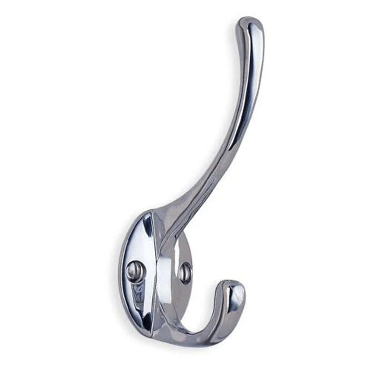 Coat Hook Single Polished Chrome 4-1/3 Inch 2 Inch Wall Mount Brass