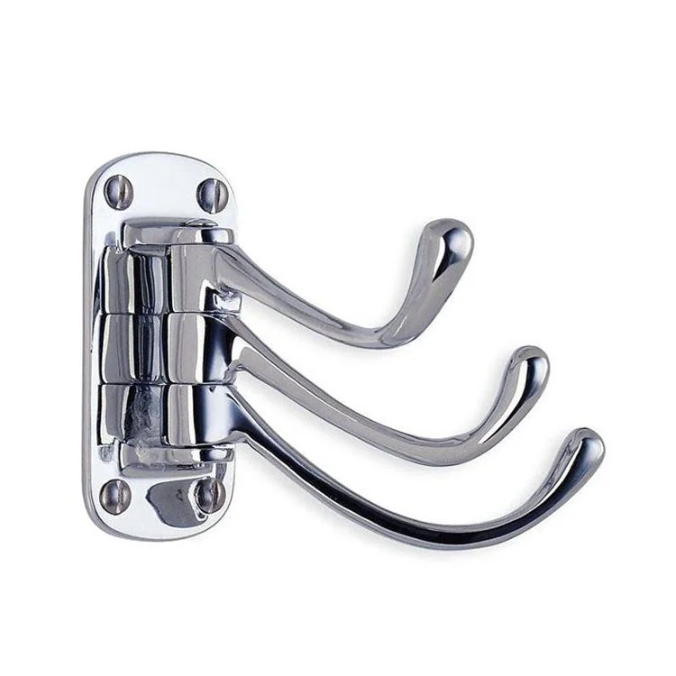 Coat Rack 3 Hook 3-1/4 Inch Polished Chrome Zinc 3-7/8 Inch