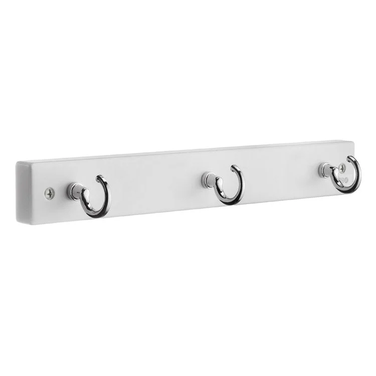 Coat Rack 3 Hook 1 x 8 x 2 Inch White Brass