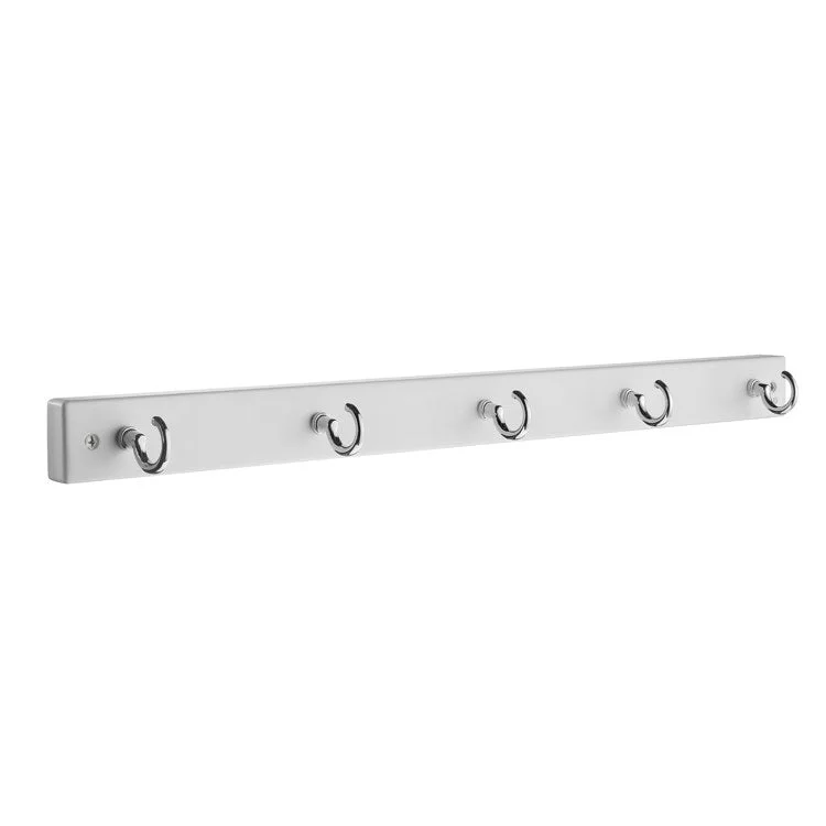 Coat Rack 5 Hook 1 x 12 x 2 Inch White Brass