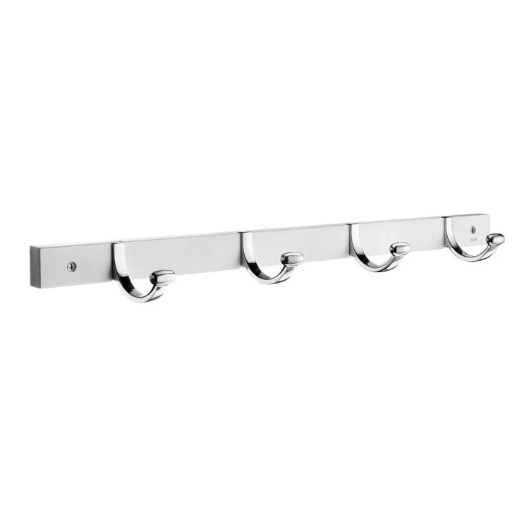 Coat Rack 4 Hook 4 x 20 x 2 Inch Chrome Brass