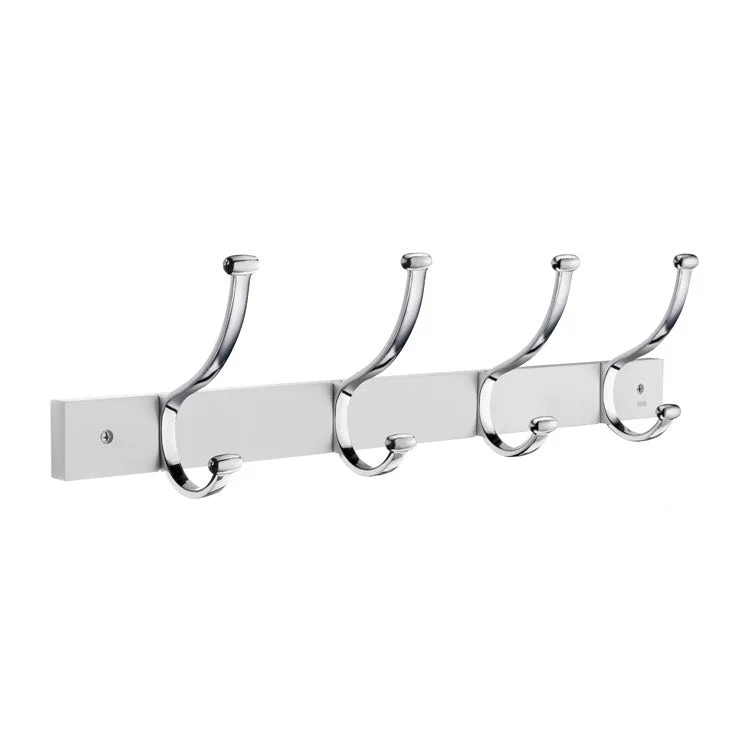 Coat Rack 4 Hook 4 x 20 x 6 Inch White Brass