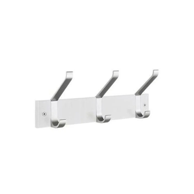 Coat Rack 3 Hook 3-3/4 x 13-5/8 x 5-1/3 Inch White Wood/Aluminum