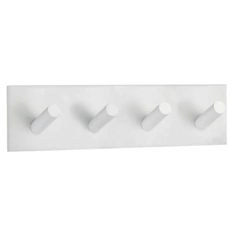 Coat Rack 4 Hook 1-1/4 x 7-1/2 x 1-7/8 Inch White Stainless Steel