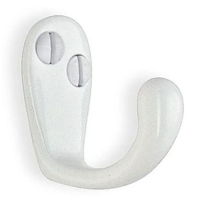 Coat Hook Single White 1-1/2 Inch 3/4 Inch Wall Mount Zinc