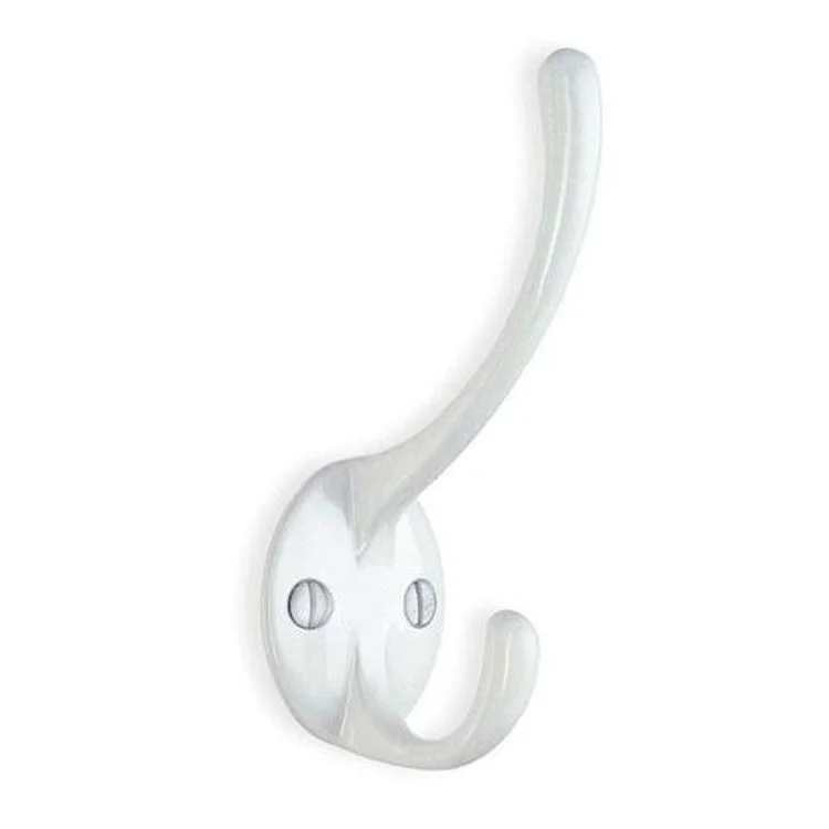 Coat Hook Single White 4-1/3 Inch 1-5/8 Inch Wall Mount Zinc