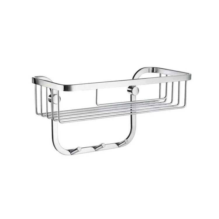 Sideline Wall-Mount Single-Level Straight Shower Basket with Hooks