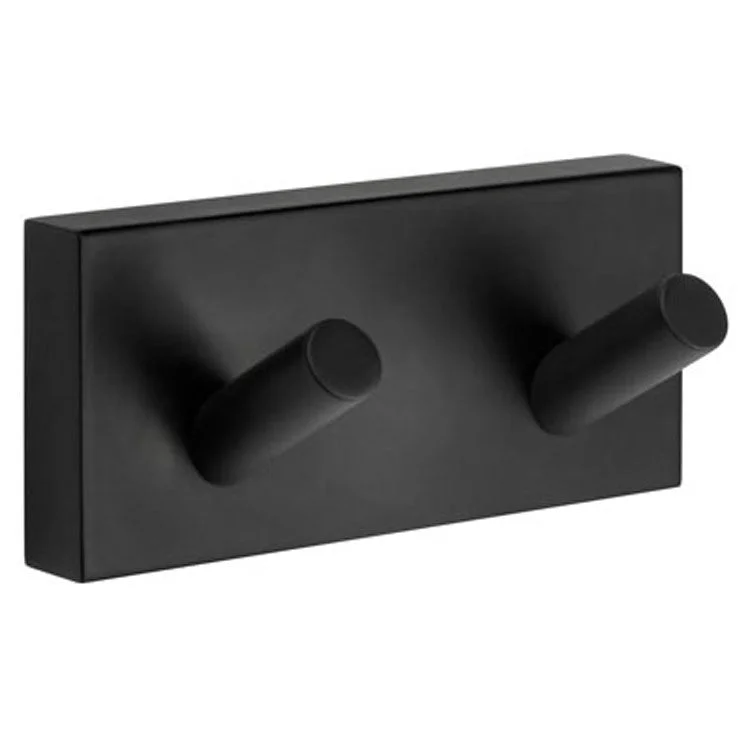 Towel Hook House Double Black 3-1/2 x 1-4/7 x 1-3/8 Inch 1-5/8 Inch Wall Mount Brass